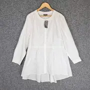 NEW Autograph Womens Blouse Top Size 18 White Tunic Button Up Stretch