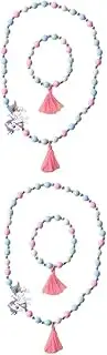 Vaguelly 2 Sets 2pcs Unicorn Necklace Bracelet Set Wooden Beads Boys and Girls Jewelry Unicorn Pendant for Celebration