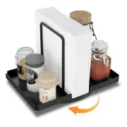 Napkin Holder for Table, 360° Rotating Metal Napkin Holder with Salt and Pepp...