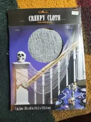 Halloween Creepy Cloth ☆ Grey ☆ BRAND NEW in Pkg Scary Decor ☆ Halloween Prop