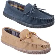 Cotswold Alberta Moccasin Slippers Mens Slip On Suede Leather Lightweight Shoes