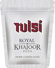 Tulsi Royal Khajoor Plus Silver Coated Dates | Pack of 24 Sachet.