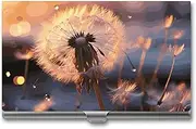 [VFMKT] Slim Metal Business Card Holder Portable Business Card Case Pocket Name Card Holder Dandelion Flower Wallet for Men Women Office Travel, style, One Size