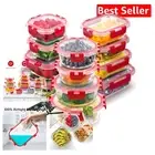 12-Pack Airtight Borosilicate Glass Meal Prep Containers - BPA Free & Oven Safe