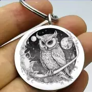 Owl Moon Star Art Hot Keychain