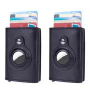 2Pcs Men Credit Card Holder with AirTag Slot Pop-up Wallet RFID Wallet