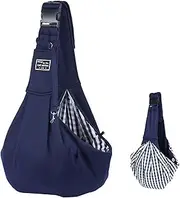 Puppy Carrier Sling - Reversible Hands-Free Dog Carry Sling for Small & Medium Dogs and Cats, Soft & Comfortable Adjustable Shoulder Tote Bag for Outdoor Walking, Travel, and Shopping (Blue)