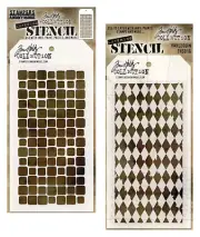 Tim Holtz Layering Stencils Square Tile & Harlequin Diamond Pattern Stencil Set
