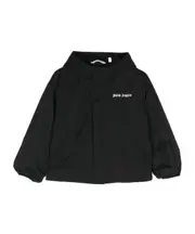 Palm Angels Kids Overlogo Drop Shoulder Hooded Jacket 4Y Black