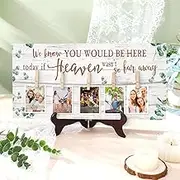 RattanView Wood Memory Table Sign 16 x 8 Inch in Loving Memory Wedding Sign with 5 Clips Wedding Decor for Ceremony and Reception Wooden Memorial Picture Board to Honor Souls(Eucalyptus 4)