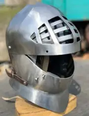 Helmet Armor Medieval Barbute Steel Bascinet Knights Antique Crusader