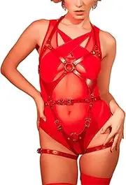 [CAMIXGQN] Women Leather Bondage Body Belt Sexy Harness Adjustable Belt Punk Strapless Strap Lingerie Garter Belts Suspender Leg Tight