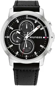 [Tommy Hilfiger] Jameson Le Black Leather Black Dial Men's Watch