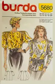 Burda #5680 Blouse Pattern Raglan Craft Pattern Sizes 12-40