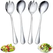 [Giantree] Set of 4 Salad Servers, Stainless Steel, Salad Forks, Serving Spoon Set, Tableware, Spork, Stainless Steel, Western Tableware Set, Serving Spoon, Dessert Pasta Tableware for Parties (2 Salad