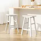 Artiss 2 x Wooden Kitchen Bar Stools Stool Backless Chairs Barstools White