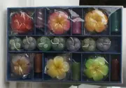 NEW IN BOX SCENTED PEONY FLOATING CANDLES BOXED 2" HAWAIIAN PASTEL COLORS