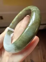 纯天然翡翠A货 56 mm Grade A Burmese Myanmar Jadeite Bangle 森林綠秋日私語