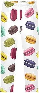 [Joisal] Sweet Macarons White Girls Pants, Soft for Yoga Pants for Girls, 4-10T