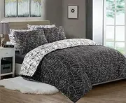 MK Home Textile Marble Duvet Cover Set - Cotton Rich Printed Reversible Bedding Sets Black White Grey Quilt Covers - with Pillowcases Double King Super King Bed Size (Marble, King)