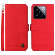 Imprinted Skin-touch Phone Cover For Xiaomi 14 Pro, Pu Leather Stand Wallet Design Case