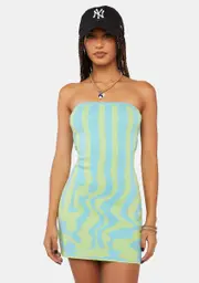 [Another Girl] Wavy Stripe Bandeau Mini Dress