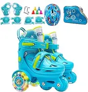 Adjustable Roller Skates | Adjustable Roller Skates Three-Point Design - Children Aged 3-8 Years Roller Skates with Light up Wheels for Skating Rink, Playground