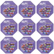 9 x Milka Singles Assorted Mix Mini Chocolate Bars Bites 138g 4.9oz