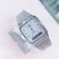 在飛比找蝦皮購物優惠-✨ CASIO 公司貨 ✨ 卡西歐 復古銀x白雙顯示不鏽鋼錶