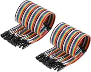 uxcell 2Pcs Flat Ribbon Cable 2.25mm to 2mm Pitch 40 Pin Female to Female Rainbow IDC Flat Ribbon Wire Connector 21cm Length Wires