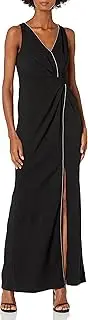 Adrianna Papell Women's Sleeveless Draped Halter Knit Crepe Long Dress