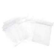 100 Pcs Wedding Cake Boxes White Bags with Ribbon Pearl Mesh