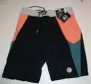 NEW Volcom Astropop Mod orange black board shorts boys swimsuit trunk sz 14