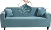 High Stretch Jacquard Sofa Cover Machine Washable Stylish Furniture Cover Anti-Slip Foams Strips with Elastic Bottom Suitable for Various Styles (3 Seat XL or 4 Seat(220-290cm), Blue)