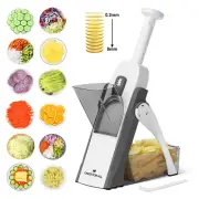 Multi-Function Mandoline Slicer - Safe - Kitchen Prep Made Easy - Gray