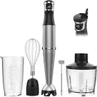 1100W Immersion Blender with Variable Speed, Chopper, Whisk, and Frother