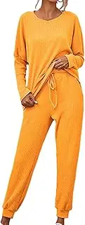 [Tmtolofot] Solid Color Lounge Sets for Women Sweatsuits Set Two Piece Outfit Long Sleeve Pant Fall Workout Athletic Tracksuits