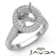 Diamond Engagement 1.3 Carat Platinum Round Ring Halo Pave Set Semi Mount