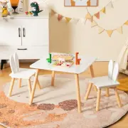 HONEY JOY Kids Table and 2 Chairs Set, 3 Pieces Wooden Square Play Table & 2 ...