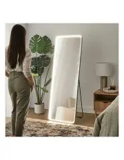[Cooper & Co] Front Illuminated LED Standing Mirror in Silver