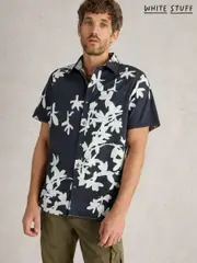 White Stuff Blue Blossom Short Sleeve 100% Cotton Printed Shirt (F48331) | $104