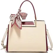 [FOXLOVER] Leather Satchel Handbags for Women Tote Shoulder Bag vintage Crossbody Bag Purse Top Handle bag with Embroidery