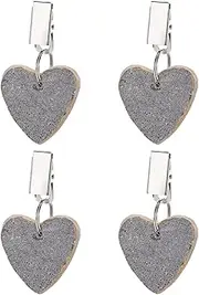 4pcs Stone Table Cloth Weights Stone Heart Shape Table Cloth Weights Stainless Steel Clips Tablecloth Weights Heart Ornament HoldersHeart Tablecloth Weights Clip for Outdoor Tables (Grey)/1379