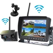 Solar Magnetic Wireless Reversing Backup Camera 7" DVR Monitor for Truck Trailer