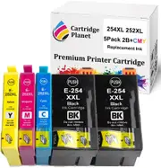 5 Pack (2BK,1C,1M,1Y) Compatible Ink for Epson 254XL & 252XL for Epson Workforce WF-3620 WF-3640 WF-7610 WF-7620 WF-7710 WF-7720 WF-7725