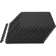 12 PCS 14 mm Thick Gym Floor Mats, 24" x 24" EVA Foam & Rubber Top Interlocking Workout Floor Mats with 4.5 m² Coverage, Waterproof Exercise Puzzle Flooring for Gym, Home, Garage,