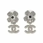 Chanel Earrings Coco Mark Clover Rhinestone B25P Abf239 Accessories G6