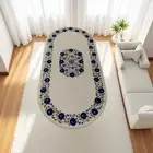 Oval White Marble Dining Table Lapis Stone Handmade Luxury Console Furniture Dec