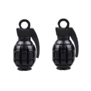 Trik Topz Bicycle Valve Caps (pair) - HAND GRENADE - BLACK