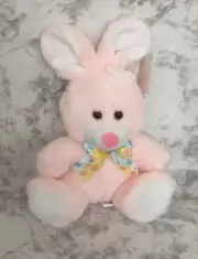 Pink Easter Bunny Rabbit 9" Plush Stuffed Animal W/ Ribbon Neil Ent